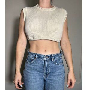 Zara Cream Crochet Crop Top Size Small